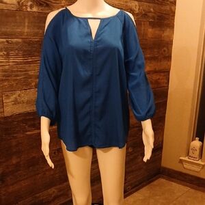 The Limited Blue Cold Shoulder Blouse